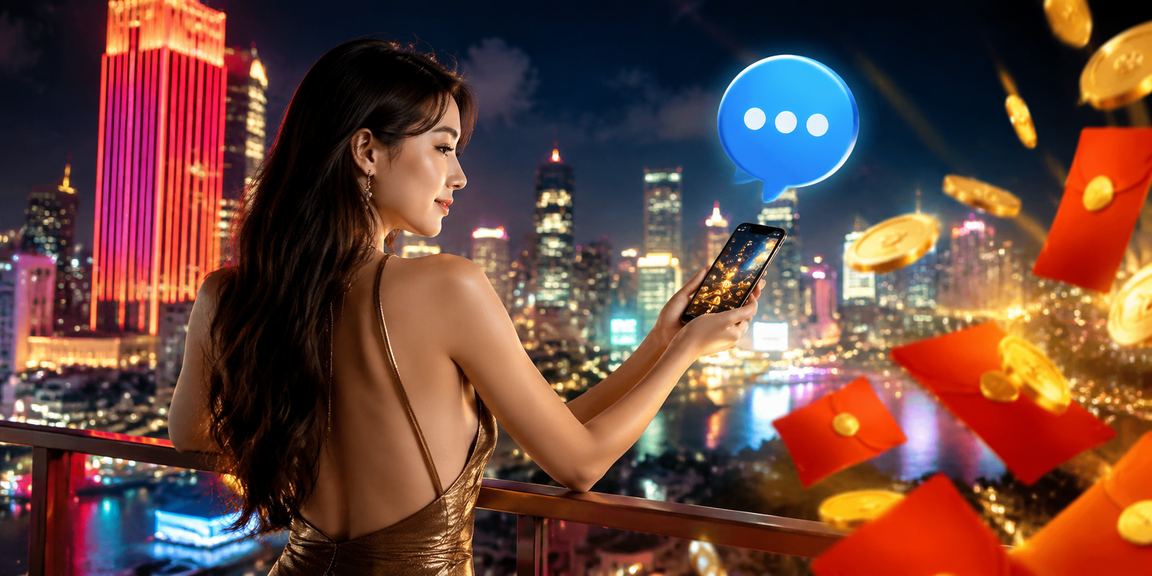Phong bì đỏ may mắn và ánh đèn neon tượng trưng cho ưu đãi bonus tại TP.HCM