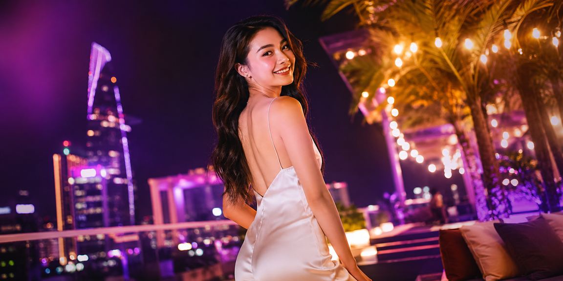 Ánh đèn neon rực rỡ tại TP.HCM gợi lên không khí VIP bonus đêm khuya